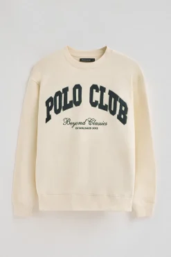 Sudadera color crudo de corte holgado Established 2012 Polo Club