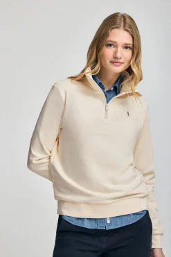 Sudadera color crudo de media cremallera y bordado Rigby Go
