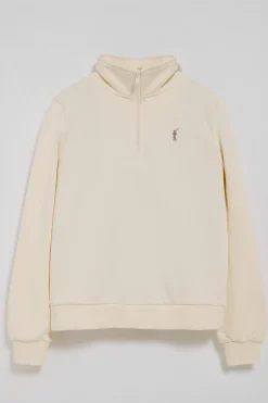 Sudadera color crudo de media cremallera y bordado Rigby Go
