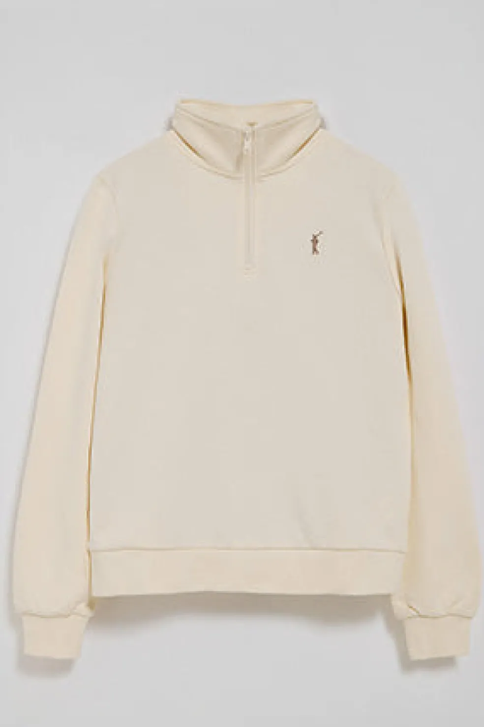 Sudadera color crudo de media cremallera y bordado Rigby Go