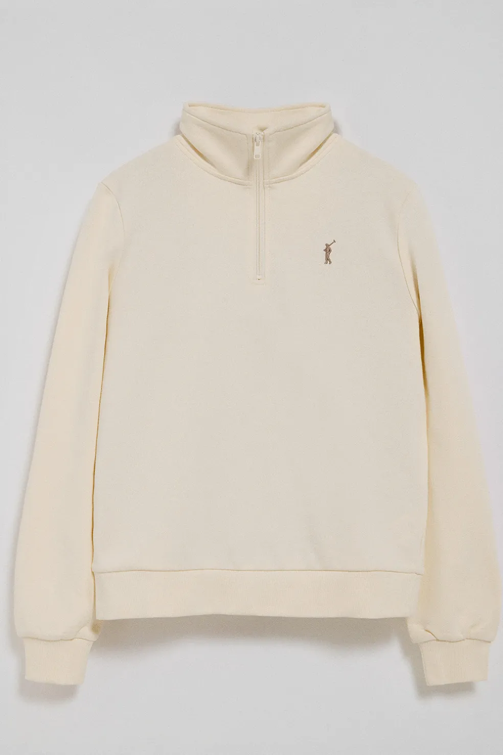 Sudadera color crudo de media cremallera y bordado Rigby Go