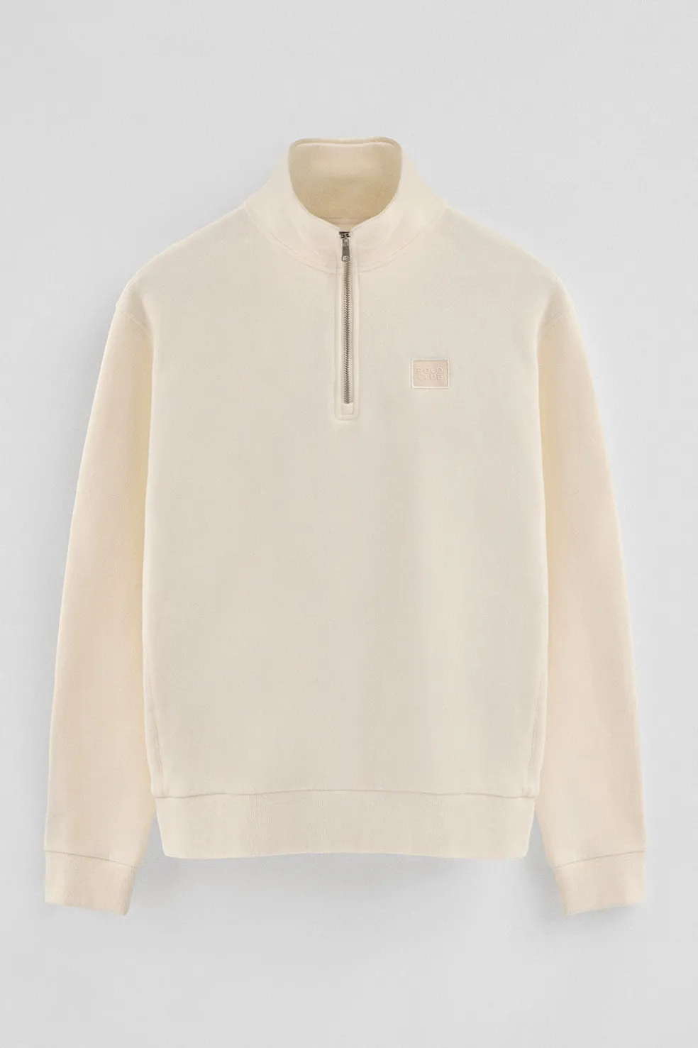 Sudadera color crudo de media cremallera con logo Polo Club
