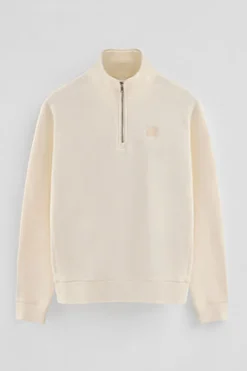 Sudadera color crudo de media cremallera con logo Polo Club