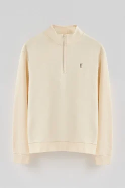 Sudadera color crudo de media cremallera y bordado Rigby Go