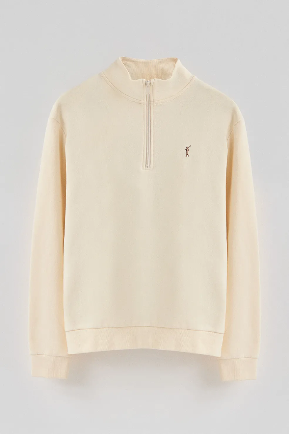 Sudadera color crudo de media cremallera y bordado Rigby Go