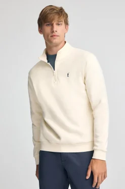 Sudadera color crudo de media cremallera con logo Rigby Go