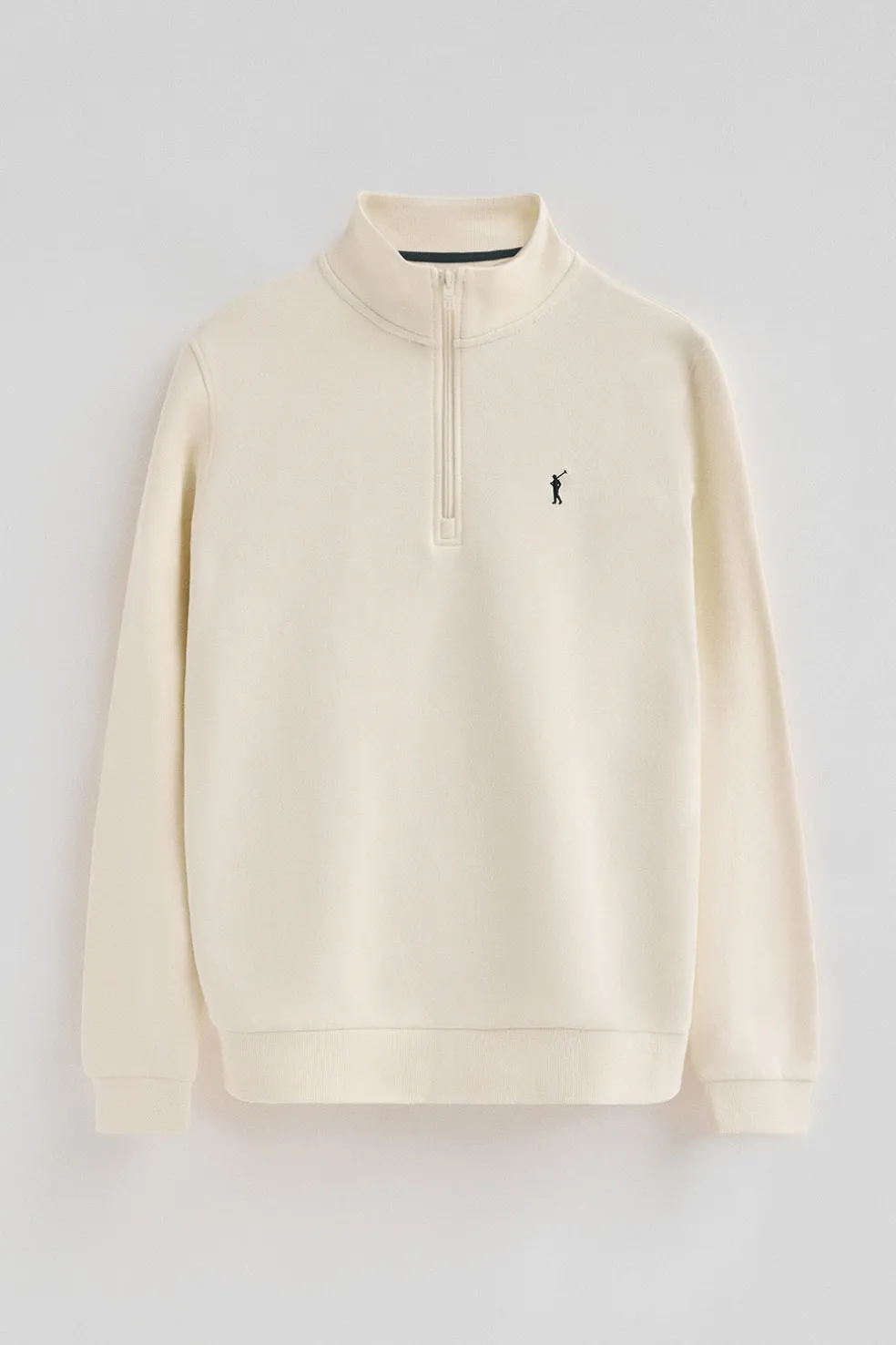 Sudadera color crudo de media cremallera con logo Rigby Go