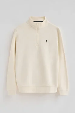 Sudadera color crudo de media cremallera con logo Rigby Go