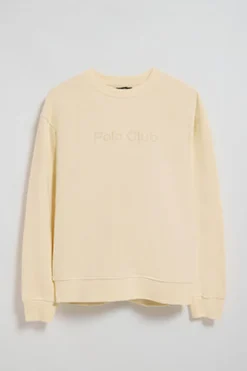 Sudadera color crudo oversize de cuello redondo con logo Minimal Combo