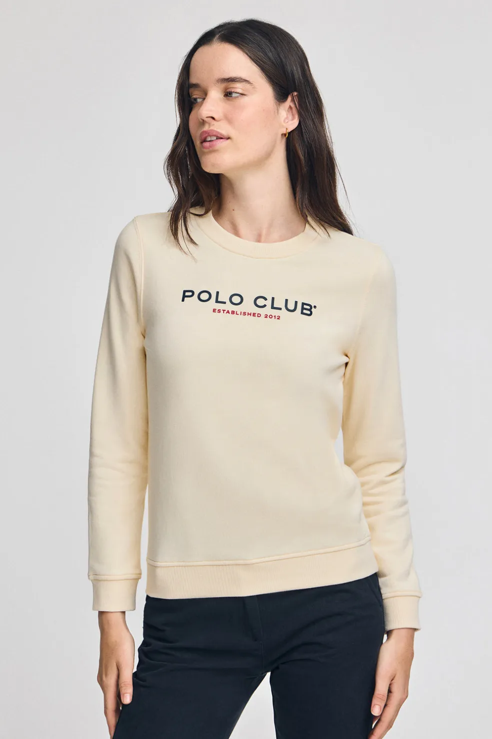 Sudadera color crudo y logo engomado Polo Club