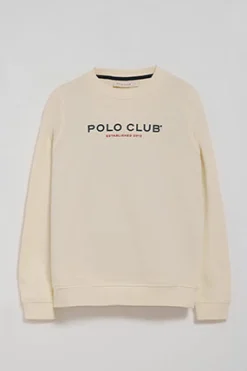 Sudadera color crudo y logo engomado Polo Club