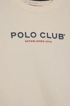 Sudadera color crudo y logo engomado Polo Club