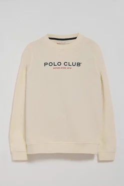 Sudadera color crudo y logo engomado Polo Club