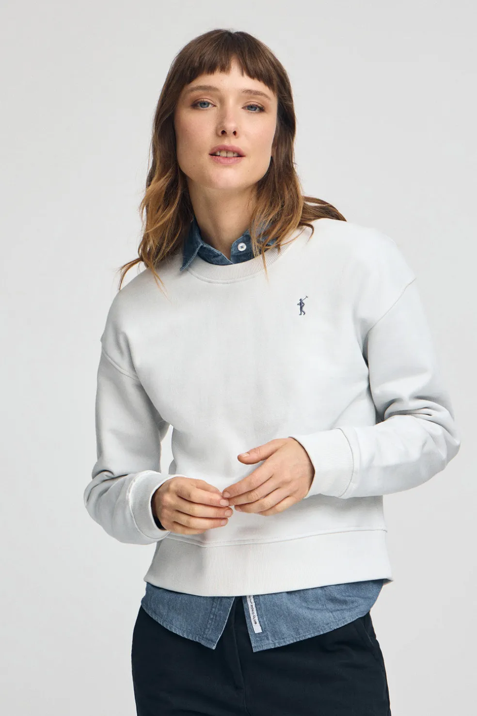 Sudadera color hielo de corte boxy con logo Rigby Go