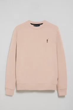 Sudadera color maquillaje relax de cuello redondo con logo Rigby engomado