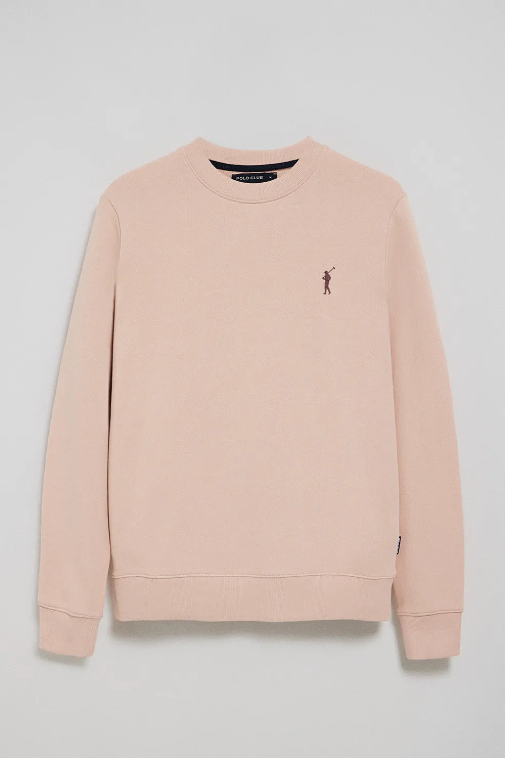 Sudadera color maquillaje relax de cuello redondo con logo Rigby engomado