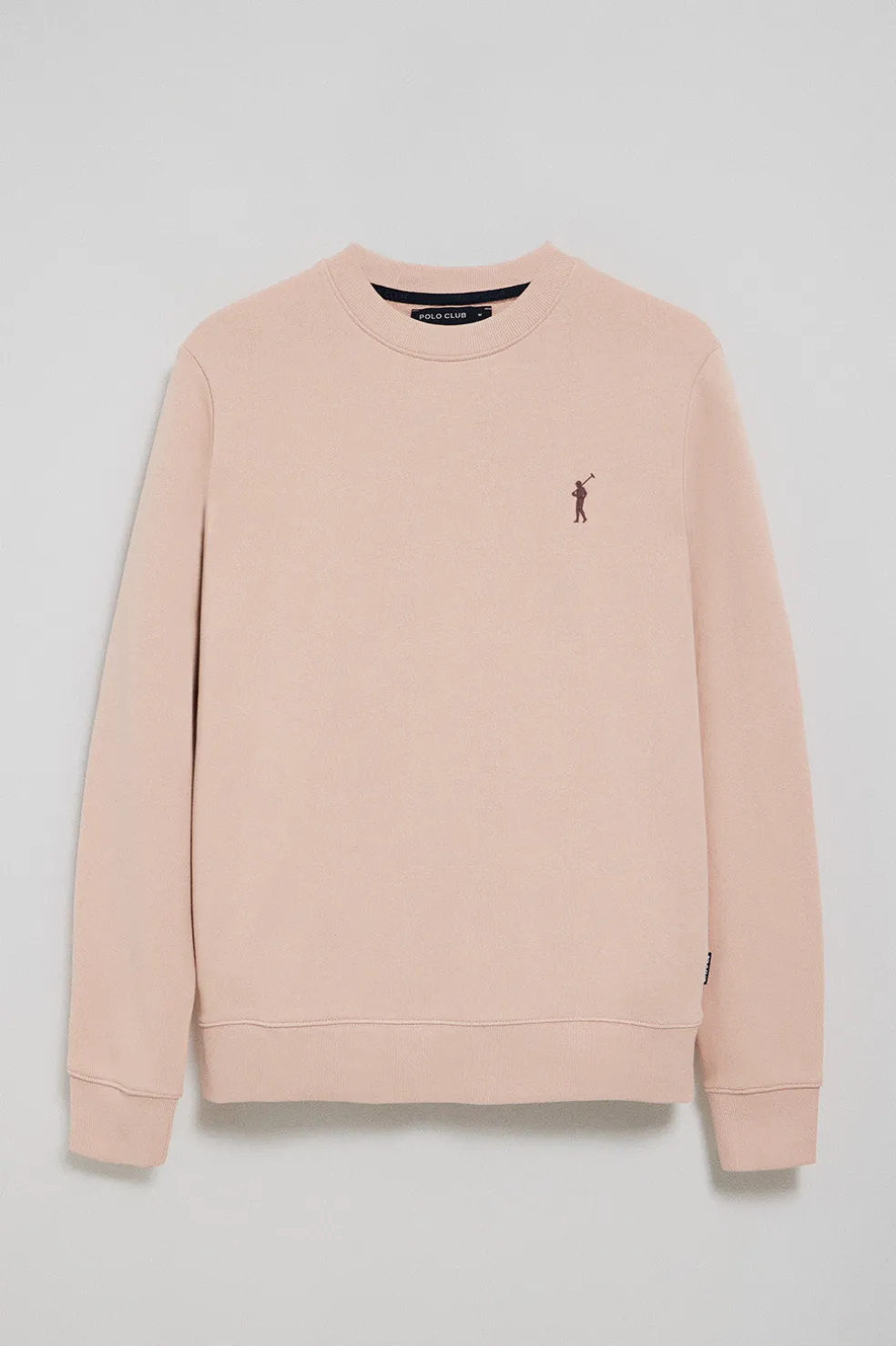 Sudadera color maquillaje relax de cuello redondo con logo Rigby engomado