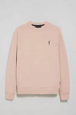 Sudadera color maquillaje relax de cuello redondo con logo Rigby engomado