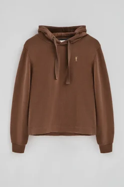 Sudadera color moca con capucha y logo Rigby Go