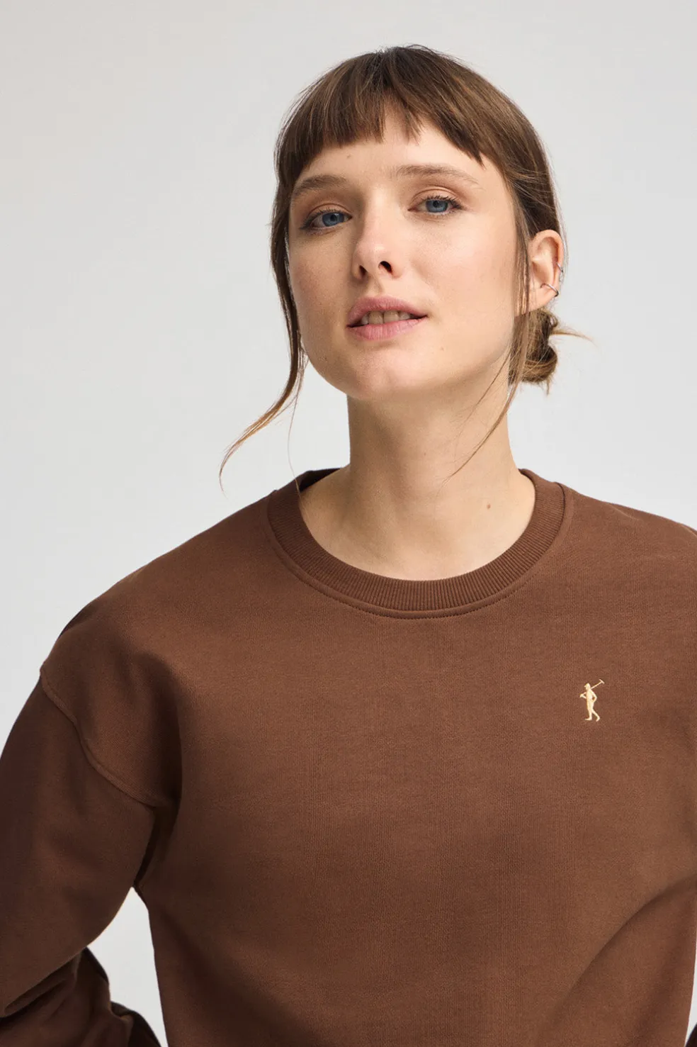 Sudadera color moca de corte boxy con logo Rigby Go