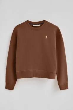 Sudadera color moca de corte boxy con logo Rigby Go