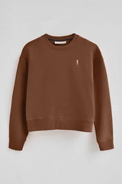 Sudadera color moca de corte boxy con logo Rigby Go