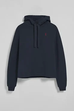Sudadera con capucha azul marino con logo bordado Rigby Go