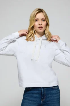 Sudadera con capucha blanca con logo bordado Rigby Go