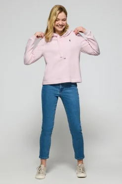 Sudadera con capucha rosa claro con logo bordado Rigby Go