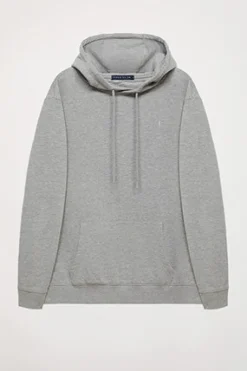 Sudadera con capucha y bolsillos gris vigoré con logo Rigby Go