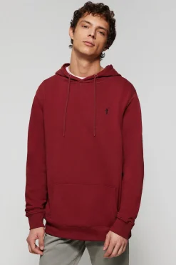 Sudadera con capucha y bolsillos granate con logo Rigby Go