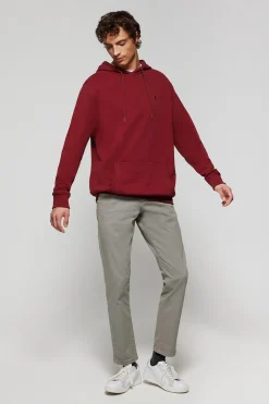 Sudadera con capucha y bolsillos granate con logo Rigby Go
