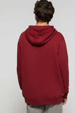 Sudadera con capucha y bolsillos granate con logo Rigby Go
