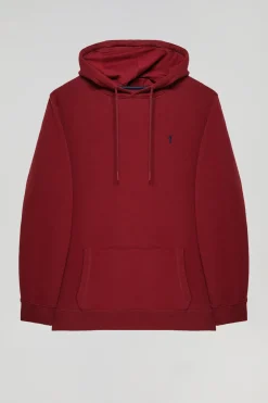 Sudadera con capucha y bolsillos granate con logo Rigby Go