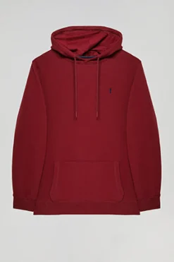 Sudadera con capucha y bolsillos granate con logo Rigby Go