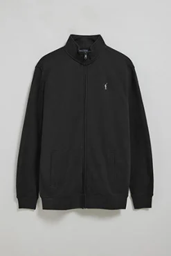 Sudadera con cremallera de cuello elevado negra con logo Rigby Go