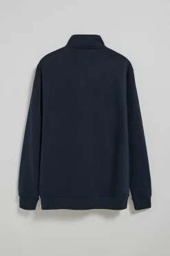 Sudadera con cremallera de cuello elevado azul marino con logo Rigby Go