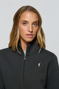 Sudadera de cremallera negra de cuello elevado con logo Rigby Go