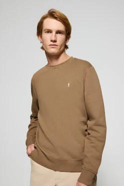 Sudadera de cuello redondo marrón con logo bordado Rigby Go