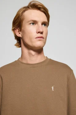 Sudadera de cuello redondo marrón con logo bordado Rigby Go
