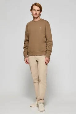 Sudadera de cuello redondo marrón con logo bordado Rigby Go