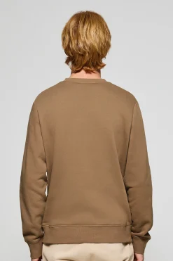 Sudadera de cuello redondo marrón con logo bordado Rigby Go