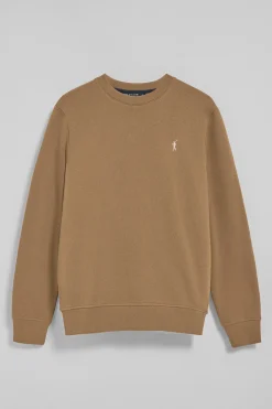 Sudadera de cuello redondo marrón con logo bordado Rigby Go
