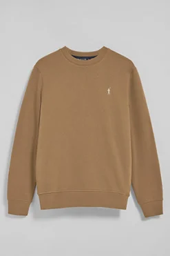Sudadera de cuello redondo marrón con logo bordado Rigby Go