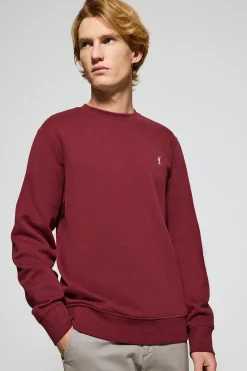 Sudadera de cuello redondo granate con logo bordado Rigby Go