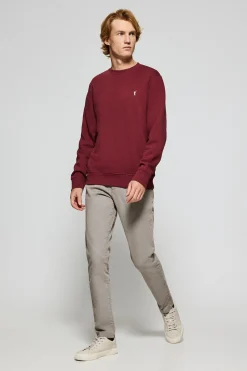 Sudadera de cuello redondo granate con logo bordado Rigby Go
