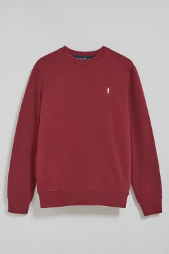 Sudadera de cuello redondo granate con logo bordado Rigby Go