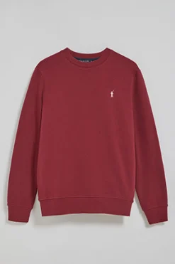 Sudadera de cuello redondo granate con logo bordado Rigby Go