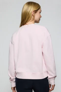 Sudadera de cuello redondo rosa con logo bordado Rigby Go