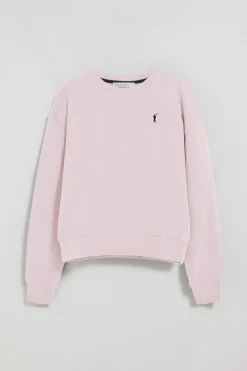 Sudadera de cuello redondo rosa con logo bordado Rigby Go